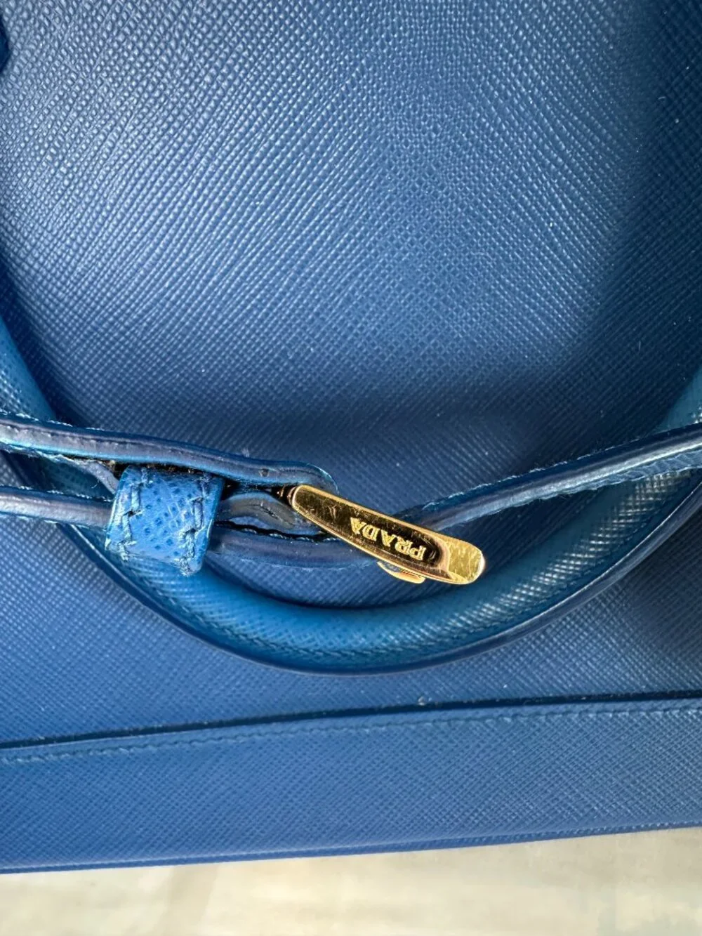 Prada Open Promenade Saffiano leather bag- wear 3 ways- Royal Blue